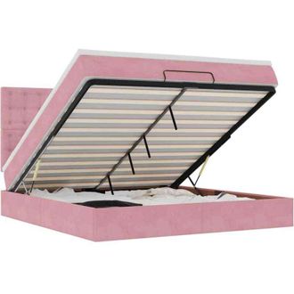 vidaXL Vidaxl - Estructura De Cama Otomana Colchones Terciopelo Rosa 160x200cm