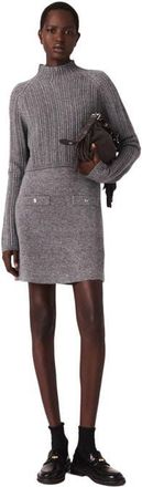 Maje 2-in-1 knit mini dress in Grey at Nordstrom, Size 34 Eu