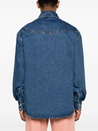 Palm Angels Logo-Embroidered Denim Shirt - Blue