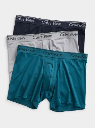 Calvin Klein Mens 5 grey/navy/teal boxer briefs Recycled polyester 3-pack