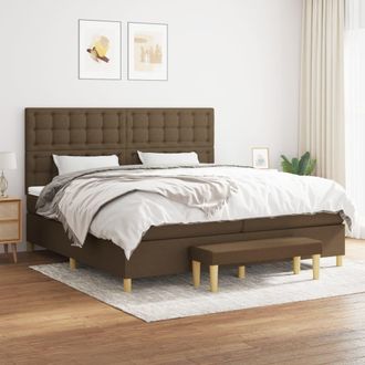 vidaXL Vidaxl - Cama Box Spring Con Colch&oacute;n Tela Marr&oacute;n Oscuro 200x200 Cm
