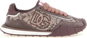 Dolce & Gabbana Purple Leather Athletic Womens Sneakers