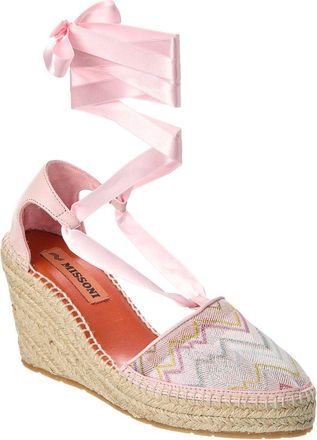 M Missoni Canvas & Leather Wedge Espadrille