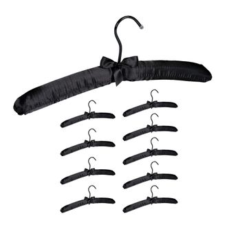 Relaxdays Perchas Relaxdays Satin, Paquete De 10, Suaves, Ganchos Giratorios De 360&deg;, Lazo Decorativo, 38 Cm, Negro
