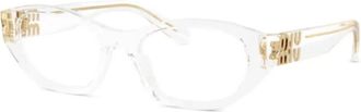 Miu Miu Eyewear logo-detail rectangle glasses - White