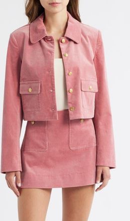 LoveShackFancy Aylin Corduroy Crop Jacket in Rose at Nordstrom, Size 12
