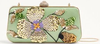 Valentino Garavani Minaudiere Valentino Garavani Carry Secrets in raso con ricamo floreale Donna VERDE UNI