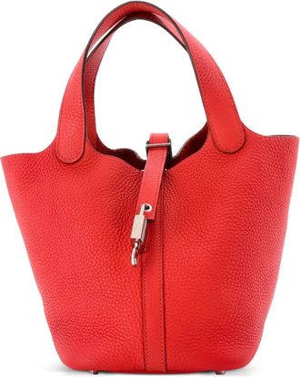 Herm&egrave;s Borsa a secchiello Picotin Lock PM in pelle Clemence - Rosso