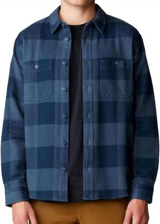 Mountain Hardwear Mens Plusher Long Sleeve Shirt In Moon Blue Tatanka