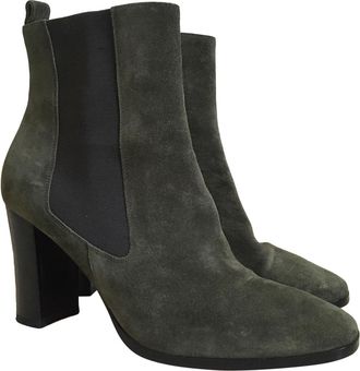 Christian Louboutin olive green suede heeled ankle boots Size 40.5