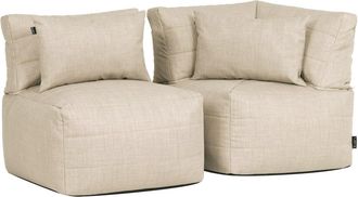 Icon Brand Sof&aacute; esquina modular de jard&iacute;n de 2 plazas en tejido, beige
