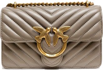 Pinko Grijze Leren Love One Mini Schoudertas