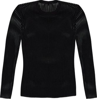 Helmut Lang Top a coste a maniche lunghe - Nero