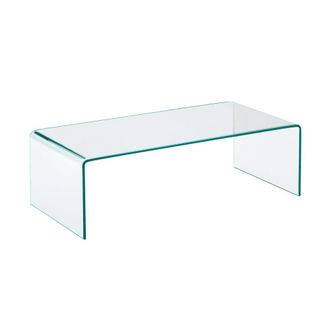 Sweeek Mesa de centro rectangular de cristal templado, transparent