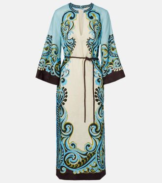 Alemais Al&eacute;mais Vestido midi Natalia de lino estampado