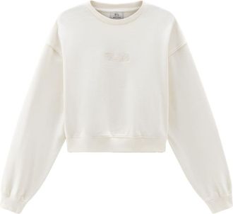 Woolrich logo-embroidered cotton sweatshirt - women - Cotton - M - White