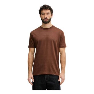 GANT Tops, Heren, Bruin, L, Linnen, Linnen T-shirt