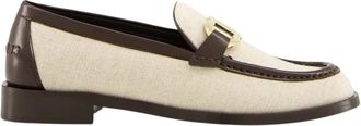 Ferragamo Tweekleurige Leren Loafers met Gouden Gesp - Dames - Loafers - Veelkleurig - 39 1/2 EU - Leer - Schoenen