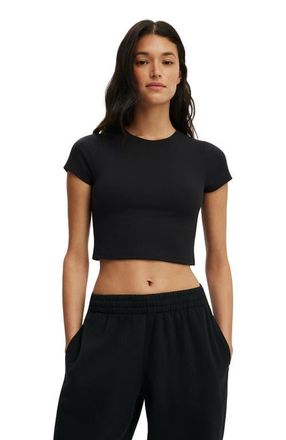 Cotton On Womens Active Ultra Soft Cropped Fitted Tshirt in Black at Nordstrom, Size Xx-Small