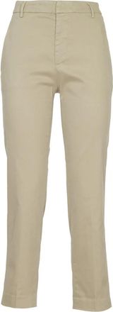 Dondup Nima Zip Cropped Broek - Dames - Vrijetijds broeken - Beige - W25 - Katoen - Broeken