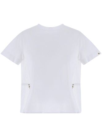 Herno Boxy White Short-Sleeved Blouse with Adjustable Drawstring Accents