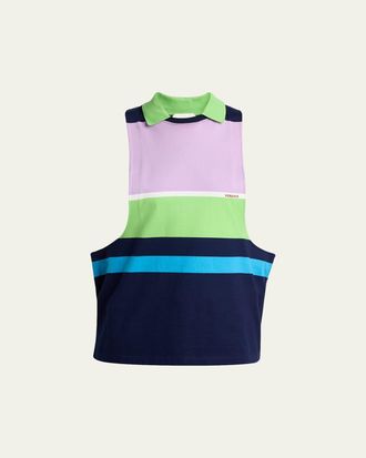Versace Stripe Sleeveless Collared Sweater