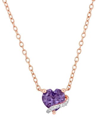 Rina Limor Rose Gold Over Silver 0.56 ct. tw. Diamond & Amethyst Pendant