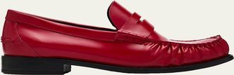 Prada 20mm Leather Moc-Toe Penny Loafers