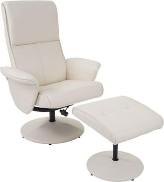 Hhg Hhg - Nunca Usado] Sill&oacute;n Reclinable Helsinki, Sill&oacute;n Reclinable Tv Con Taburete, Polipiel, Crema