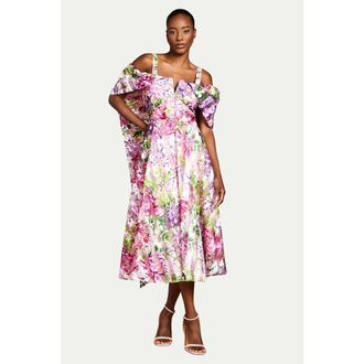Coast Organza Bardot Midi Dress in Pink at Nordstrom, Size 12