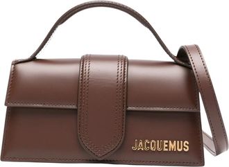Jacquemus Structured Brown Leather Tote Bag With Gold Logo Detail