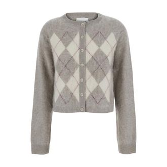 Soft Goat Argyle Vest - Dames - Truien - Grijs - Maat: M Zijde