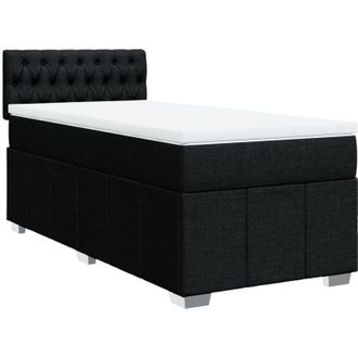 vidaXL Cama Box Spring Con Colch&oacute;n Tela Negro 100x200 Cm Vidaxl