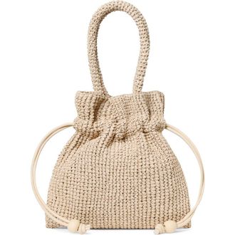 Loeffler Randall Kylie Raffia Drawstring Pouch in Natural at Nordstrom