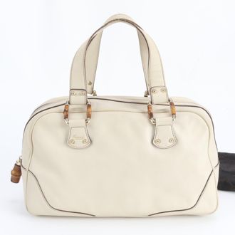 Gucci Ivory Leather Handbag Tote Bag (Pre-Owned)