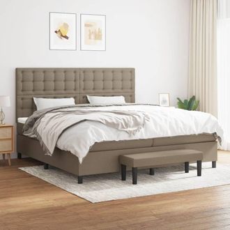 vidaXL Cama Box Spring Con Colch&oacute;n Tela Gris Taupe 200x200 Cm Vidaxl
