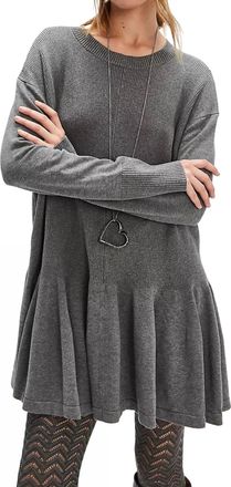 Free People Time On My Side Mini Dress In Heather Gray
