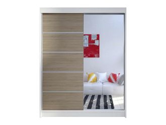 Mirjan24 Armario Closico 143, Blanco + Roble Sonoma, 200x150x58cm, Puertas De Armario: Correderas, N&uacute;mero De Estantes: 5, Led