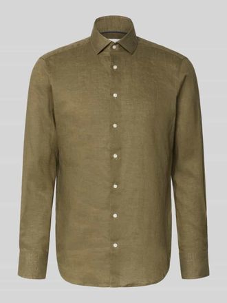 Christian Berg Regular Fit Leinenhemd mit Kentkragen in Gruen, Gr&ouml;&szlig;e 37/38