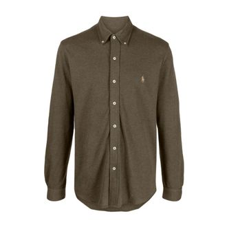 Polo Ralph Lauren Casual Shirts, male, Brown, XL, Casual Brown Long Sleeve Shirt