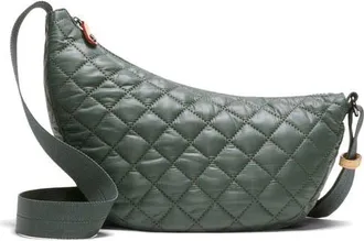 MZ Wallace Small Metro Smile Quilted Nylon Crossbody Bag in Juniper at Nordstrom