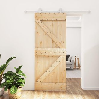 vidaXL Vidaxl - Puerta Corredera Con Herrajes Madera Maciza De Pino 85x210 Cm