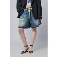 Miharayasuhiro Denim Gather Shorts W Kids Sticker