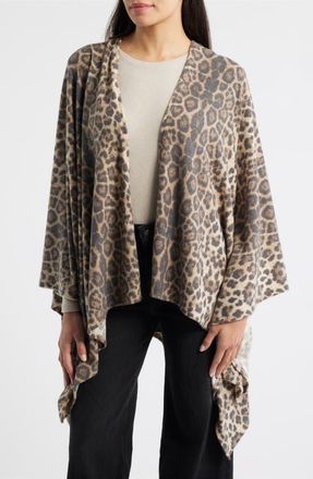 Loveappella Leopard Print Shawl in Brown at Nordstrom