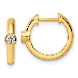Diamond2Deal 14k Gold 1/8 ct Lab Grown Diamond Hinged Hoop Earrings VS Clarity, D-E Color