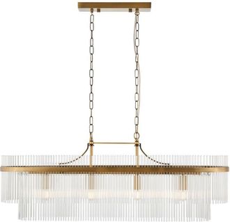 Endon Lighting Collection Marietta Bar Pendant Ceiling Light Antique Brass Plate, Clear Glass, 4x E14 - Endon