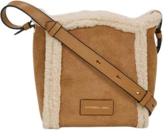 Karl Lagerfeld K/Circle Small Shearling Bucket Bag - Dames - Schoudertassen - Bruin - ONE Size - Leer - Tassen