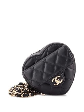 Chanel CC in Love Heart Quilted Lambskin belt bag - Black