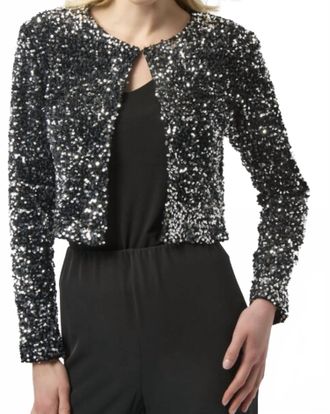 Joseph Ribkoff Sequin Short Jacket In Black/silver