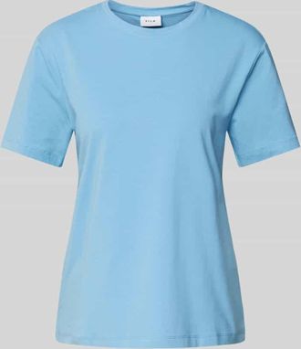 Vila T-Shirt mit geripptem Rundhalsausschnitt Modell NORA in Hellblau, Gr&ouml;&szlig;e XS